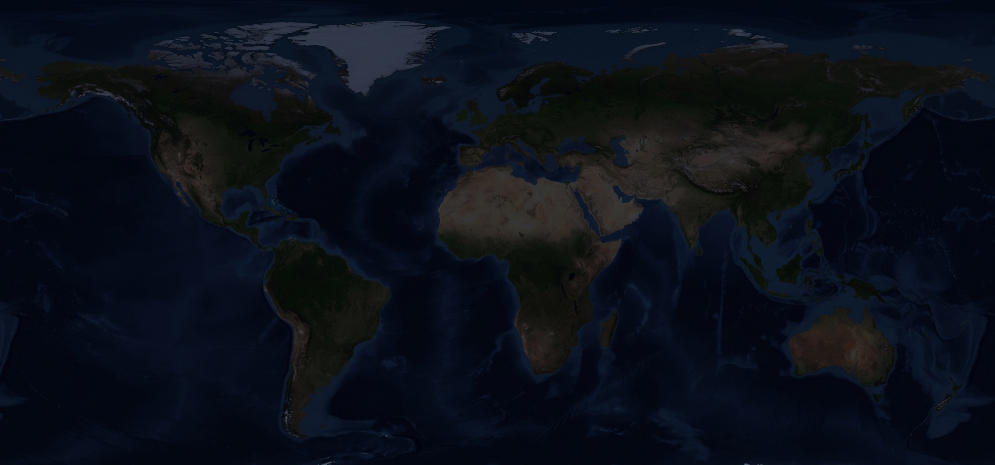 A dark map of the world at night, unlit — the constellation does not exist yet.